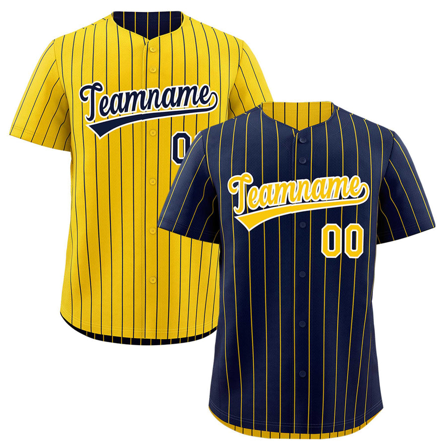 Custom Gold Navy Baseball Jersey Reversible Stripe Fashion Moisture-Wicking | BuyFootballJersey