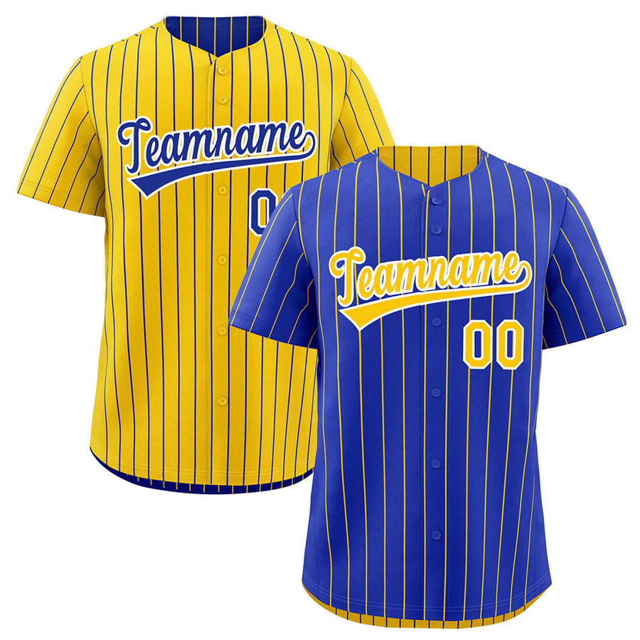 Custom Gold Royal Blue Baseball Jersey Reversible Stripe Fashion Moisture-Wicking | BuyFootballJersey