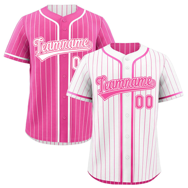 Custom Pink White Baseball Jersey Reversible Stripe Fashion Moisture-Wicking | BuyFootballJersey