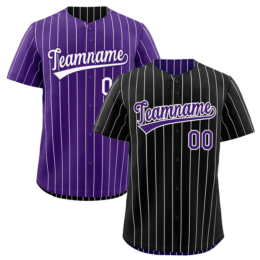Custom Black Purple Purple White Baseball Jersey Reversible Stripe Fashion Moisture-Wicking | BuyFootballJersey
