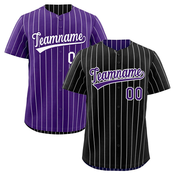 Custom Black Purple Purple White Baseball Jersey Reversible Stripe Fashion Moisture-Wicking | BuyFootballJersey