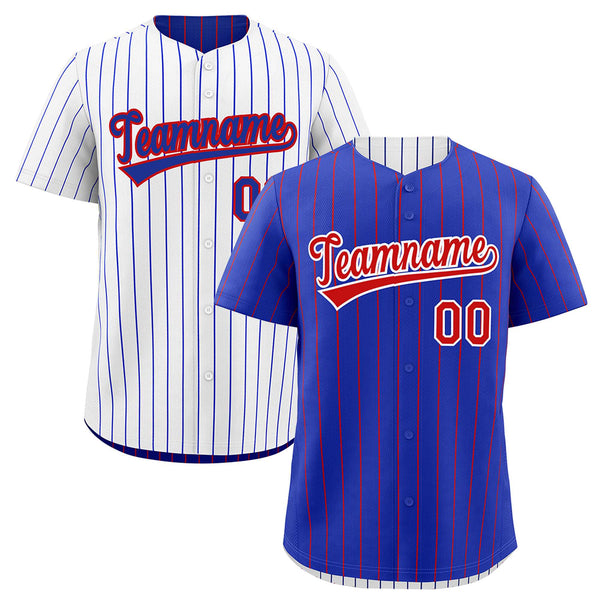 Custom White Royal Blue Baseball Jersey Reversible Stripe Fashion Moisture-Wicking | BuyFootballJersey