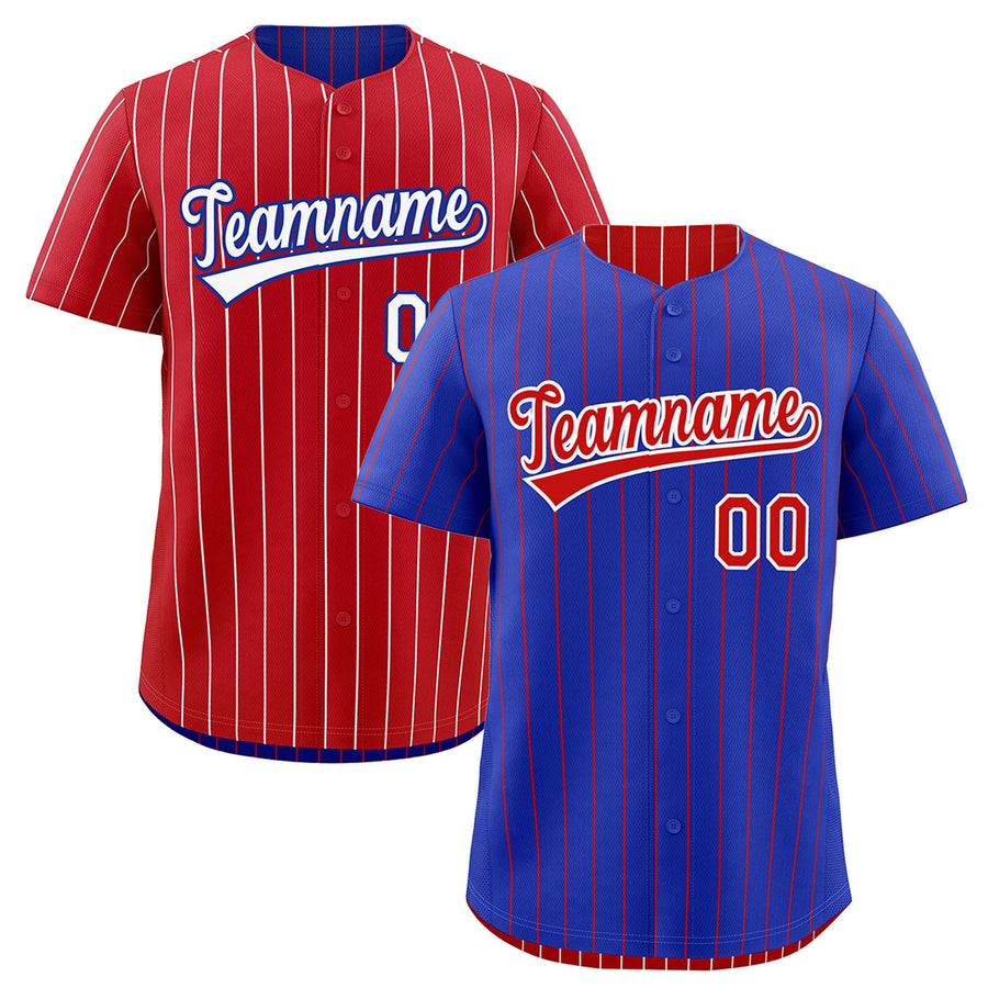 Custom Red Royal Blue Baseball Jersey Reversible Stripe Fashion Moisture-Wicking | BuyFootballJersey