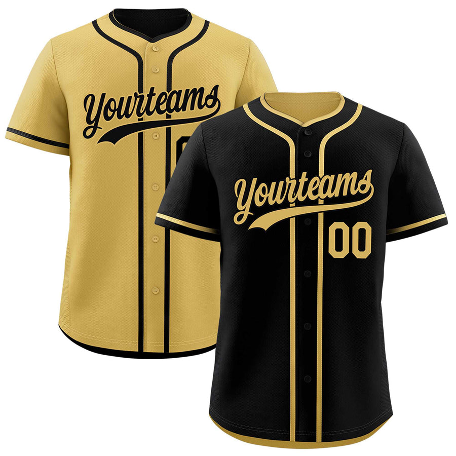Custom Old Gold Black Reversible Baseball Jersey Classic Style Add Team Name & Player Number Moisture-Wicking | BuyFootballJersey