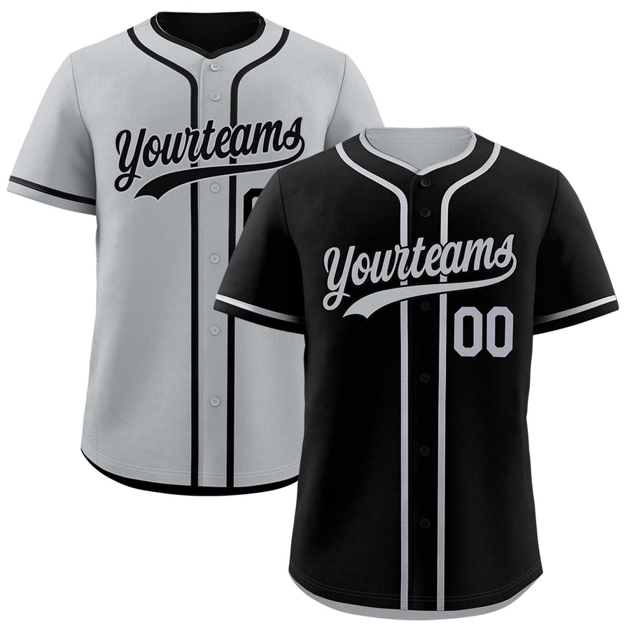 Custom Silver Black Reversible Baseball Jersey Classic Style For Youth Team Design Service | BuyFootballJersey