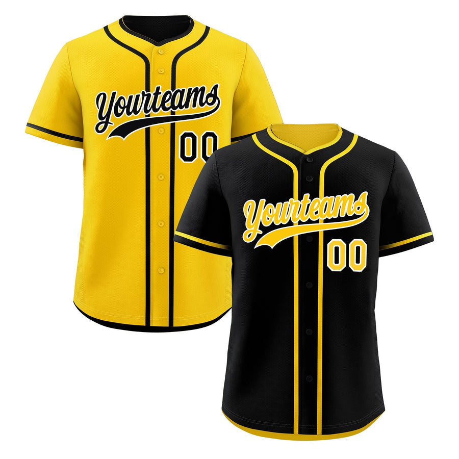 Custom Gold Black Reversible Baseball Jersey Classic Style For Youth Team Design Service | BuyFootballJersey