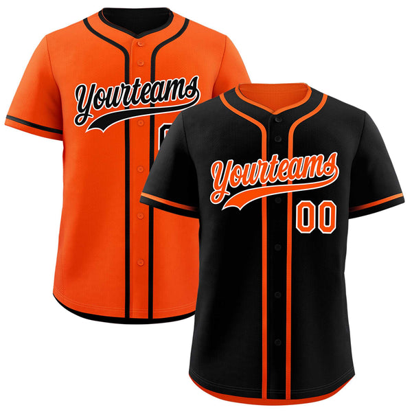 Custom Orange Black Reversible Baseball Jersey Classic Style Add Team Name & Player Number Moisture-Wicking | BuyFootballJersey