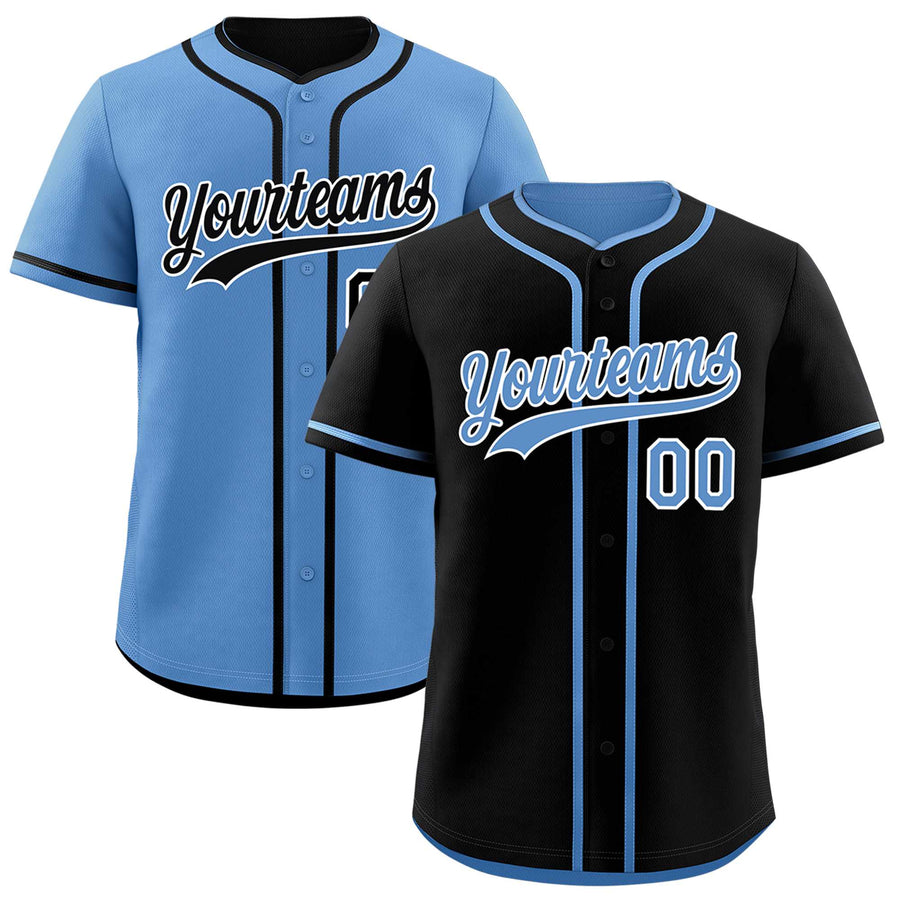 Custom Light Blue Black Reversible Baseball Jersey Classic Style Add Team Name & Player Number Moisture-Wicking | BuyFootballJersey