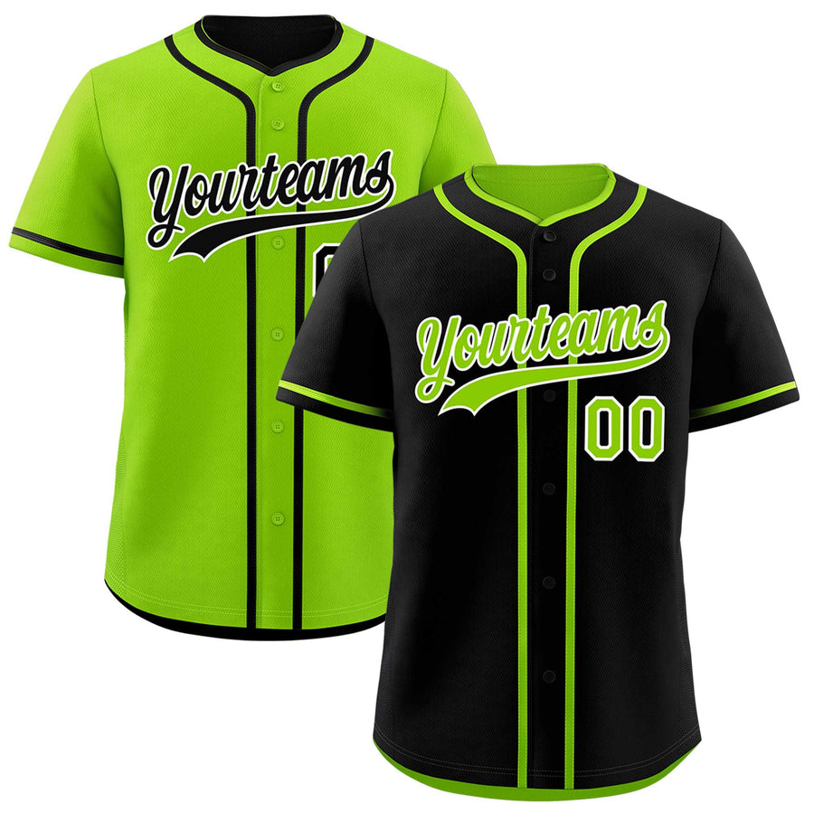 Custom Neon Green Black Reversible Baseball Jersey Classic Style For Youth Team Design Service | BuyFootballJersey