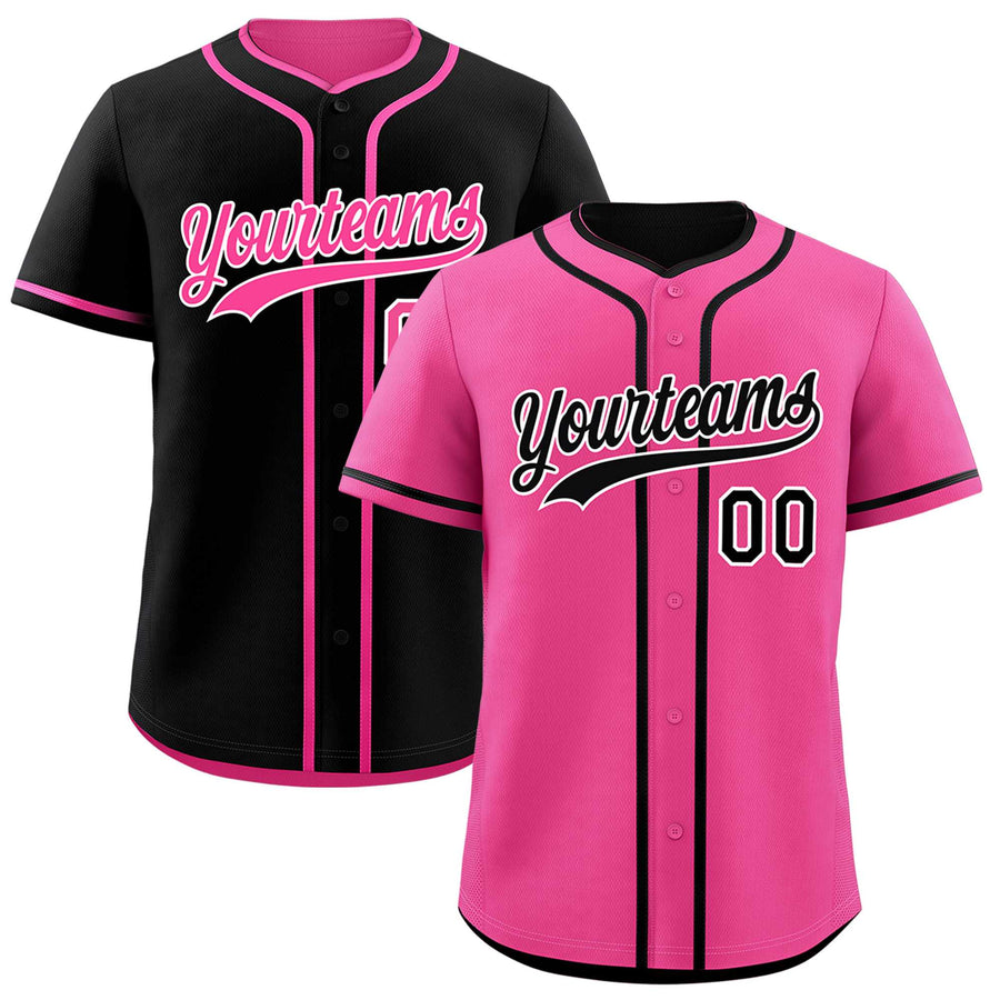 Custom Black Pink Reversible Baseball Jersey Classic Style For Youth Team Design Service | BuyFootballJersey