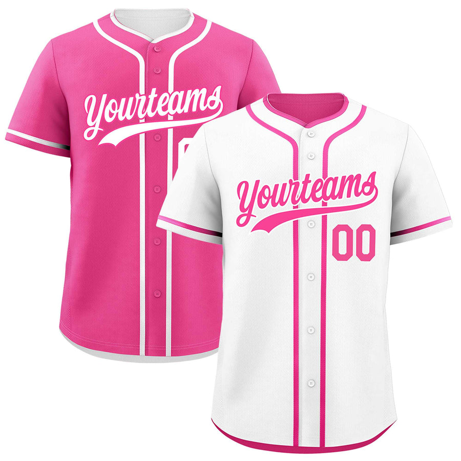 Custom Pink White Reversible Baseball Jersey Classic Style Add Team Name & Player Number Moisture-Wicking | BuyFootballJersey