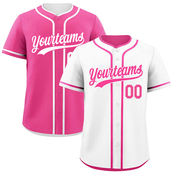 Custom Pink White Reversible Baseball Jersey Classic Style Add Team Name & Player Number Moisture-Wicking | BuyFootballJersey