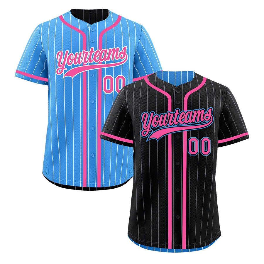 Custom Black Powder Blue Reversible Baseball Jersey Stripe Fashion Game Day & Tournament Wear Breathable | BuyFootballJersey