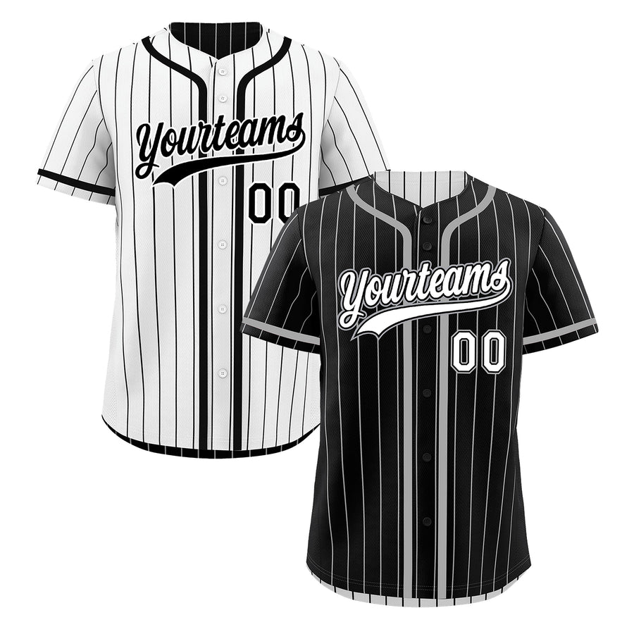 Custom Black White Reversible Baseball Jersey Stripe Fashion Game Day & Tournament Wear Lightweight | BuyFootballJersey
