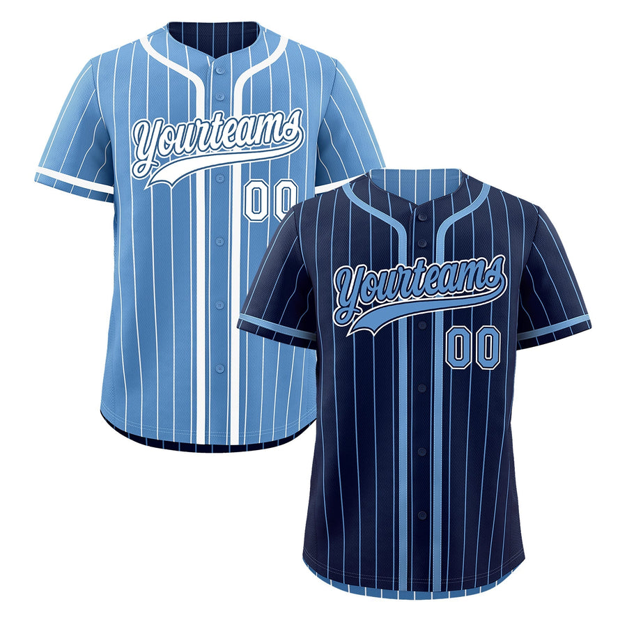 Custom Navy Light Blue Reversible Baseball Jersey Stripe Fashion Game Day & Tournament Wear Breathable | BuyFootballJersey