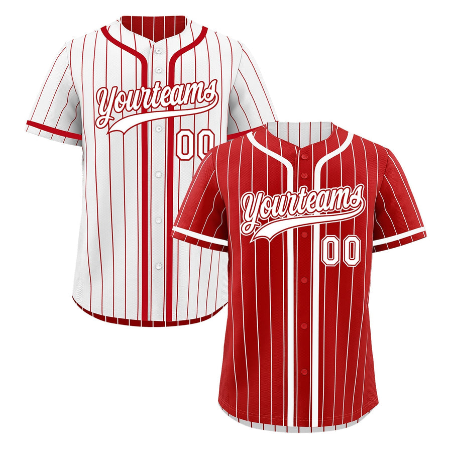 Custom Red White Reversible Baseball Jersey Stripe Fashion Game Day & Tournament Wear Breathable | BuyFootballJersey