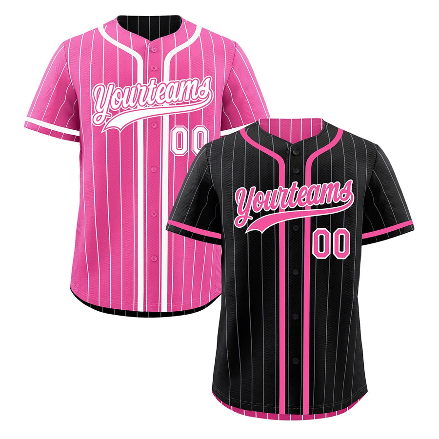 Custom Black Pink Reversible Baseball Jersey Stripe Fashion Game Day & Tournament Wear Lightweight | BuyFootballJersey
