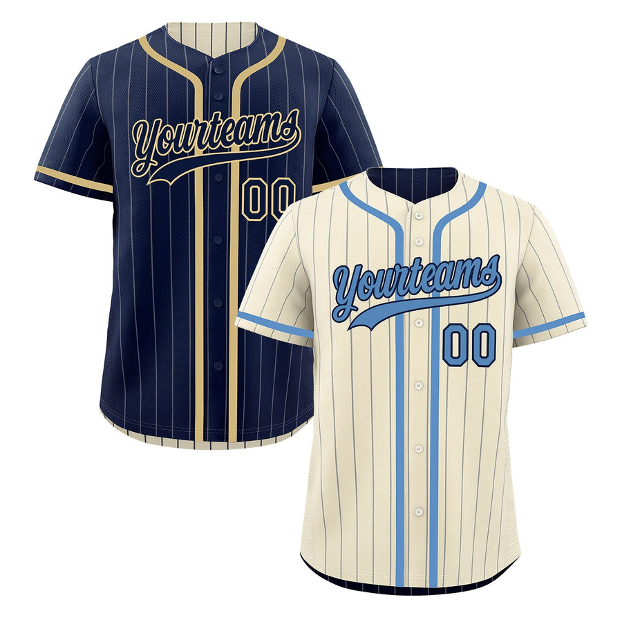 Custom Cream Navy Reversible Baseball Jersey Stripe Fashion Game Day & Tournament Wear Breathable | BuyFootballJersey