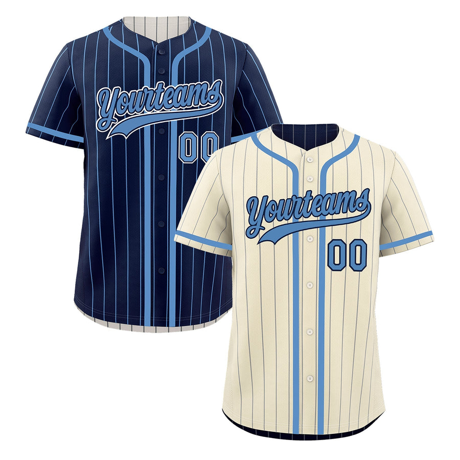 Custom Cream Navy Reversible Baseball Jersey Stripe Fashion Game Day & Tournament Wear Breathable | BuyFootballJersey