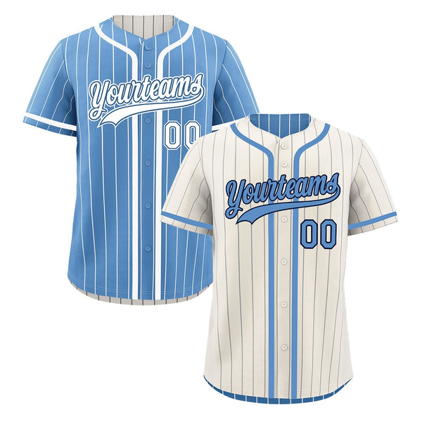 Custom Cream Light Blue Reversible Baseball Jersey Stripe Fashion Game Day & Tournament Wear Lightweight | BuyFootballJersey