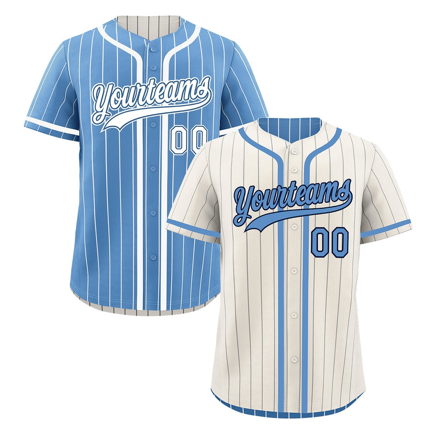 Custom Cream Light Blue Reversible Baseball Jersey Stripe Fashion Game Day & Tournament Wear Lightweight | BuyFootballJersey