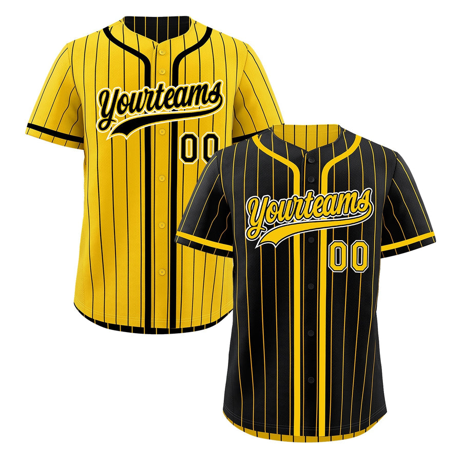 Custom Black Yellow Reversible Baseball Jersey Stripe Fashion Game Day & Tournament Wear Breathable | BuyFootballJersey