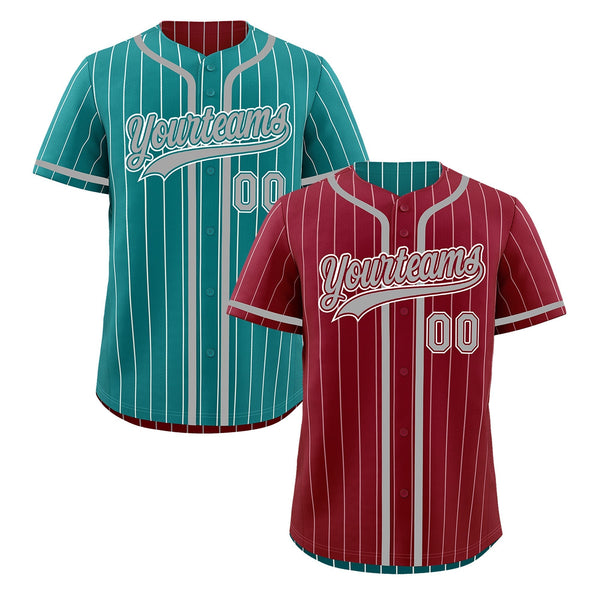 Custom Crimson Teal Reversible Baseball Jersey Stripe Fashion Game Day & Tournament Wear Lightweight | BuyFootballJersey