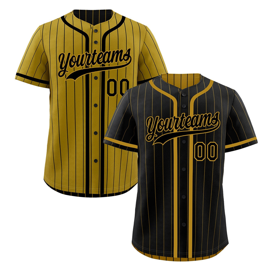 Custom Black Old Gold Reversible Baseball Jersey Stripe Fashion Game Day & Tournament Wear Breathable | BuyFootballJersey