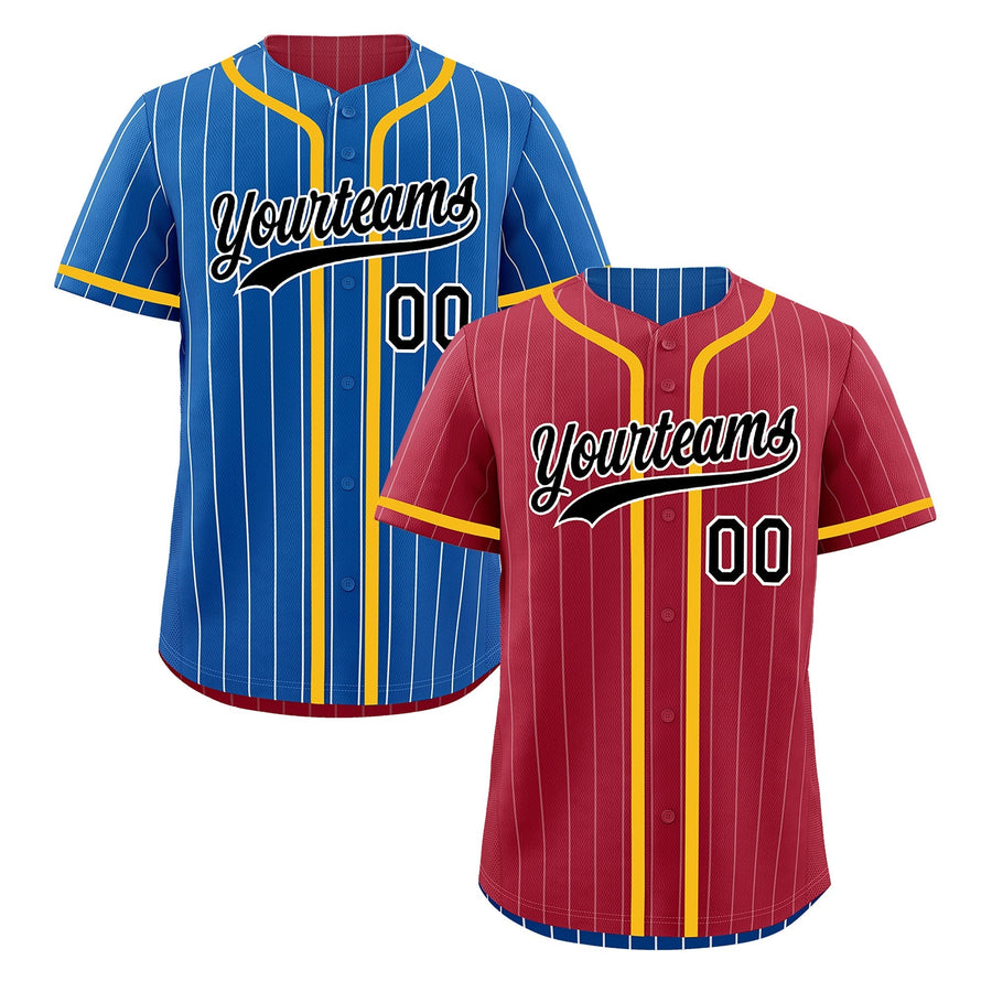 Custom Crimson Royal Reversible Baseball Jersey Stripe Fashion Game Day & Tournament Wear Breathable | BuyFootballJersey