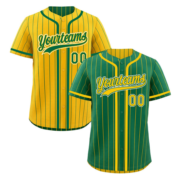 Custom Kelly Green Yellow Reversible Baseball Jersey Stripe Fashion Game Day & Tournament Wear Lightweight | BuyFootballJersey