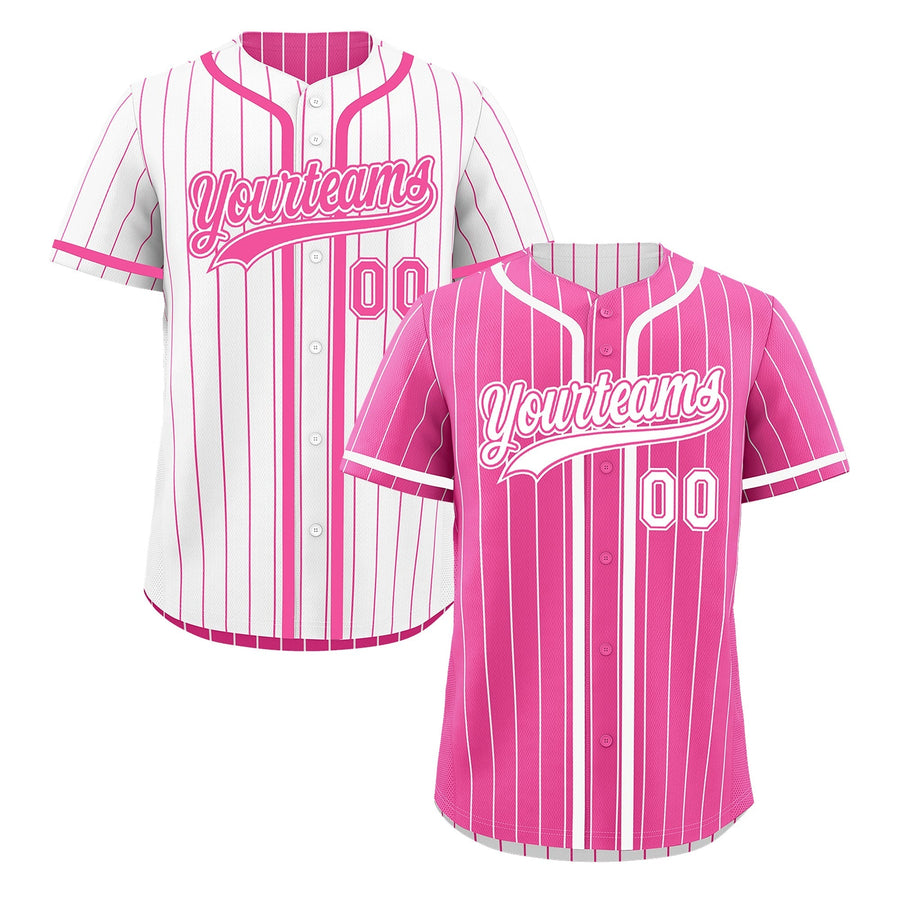 Custom Pink White Reversible Baseball Jersey Stripe Fashion Game Day & Tournament Wear Breathable | BuyFootballJersey