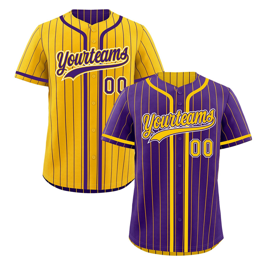 Custom Purple Yellow Reversible Baseball Jersey Stripe Fashion Game Day & Tournament Wear Lightweight | BuyFootballJersey