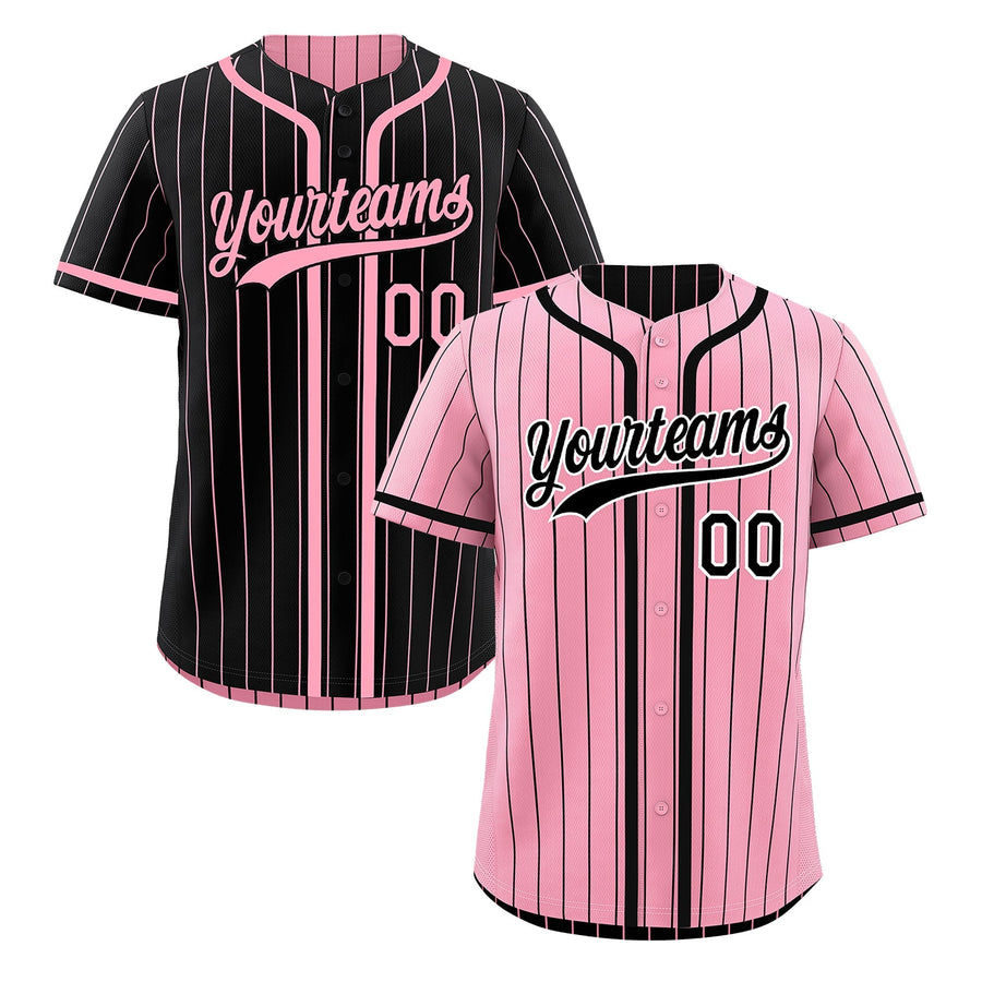 Custom Light Pink Black Reversible Baseball Jersey Stripe Fashion Game Day & Tournament Wear Breathable | BuyFootballJersey