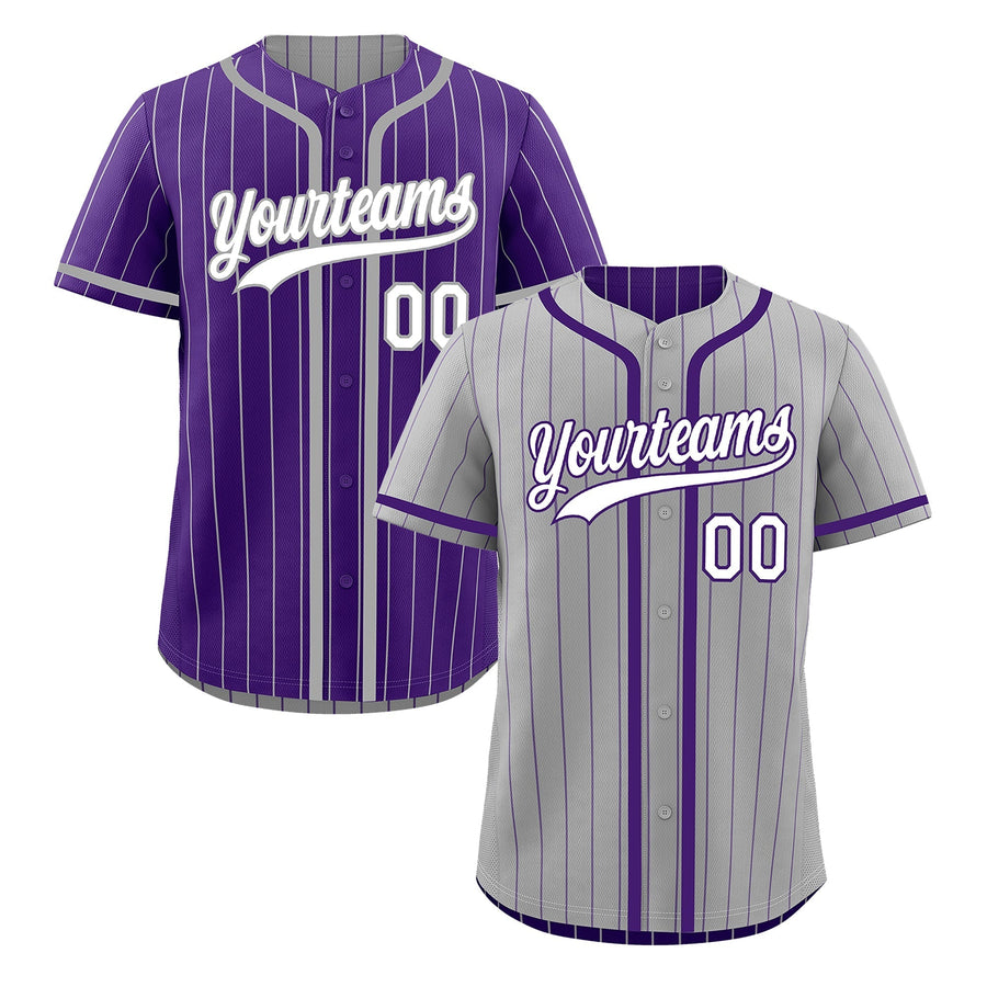 Custom Gray Purple Reversible Baseball Jersey Stripe Fashion Game Day & Tournament Wear Lightweight | BuyFootballJersey