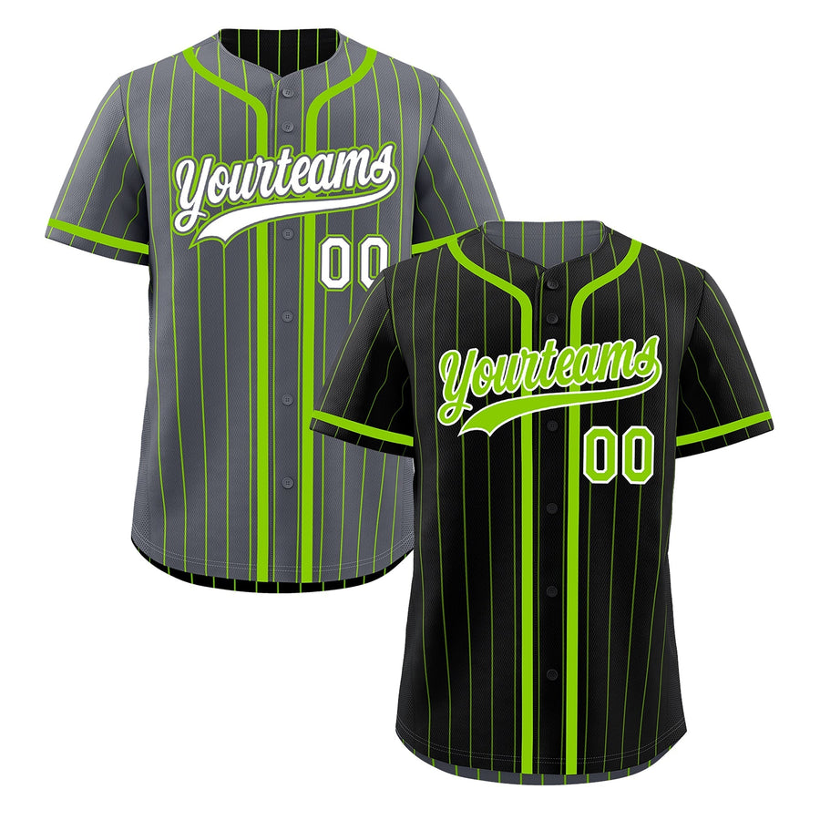 Custom Black Neon Green Reversible Baseball Jersey Stripe Fashion Game Day & Tournament Wear Lightweight | BuyFootballJersey