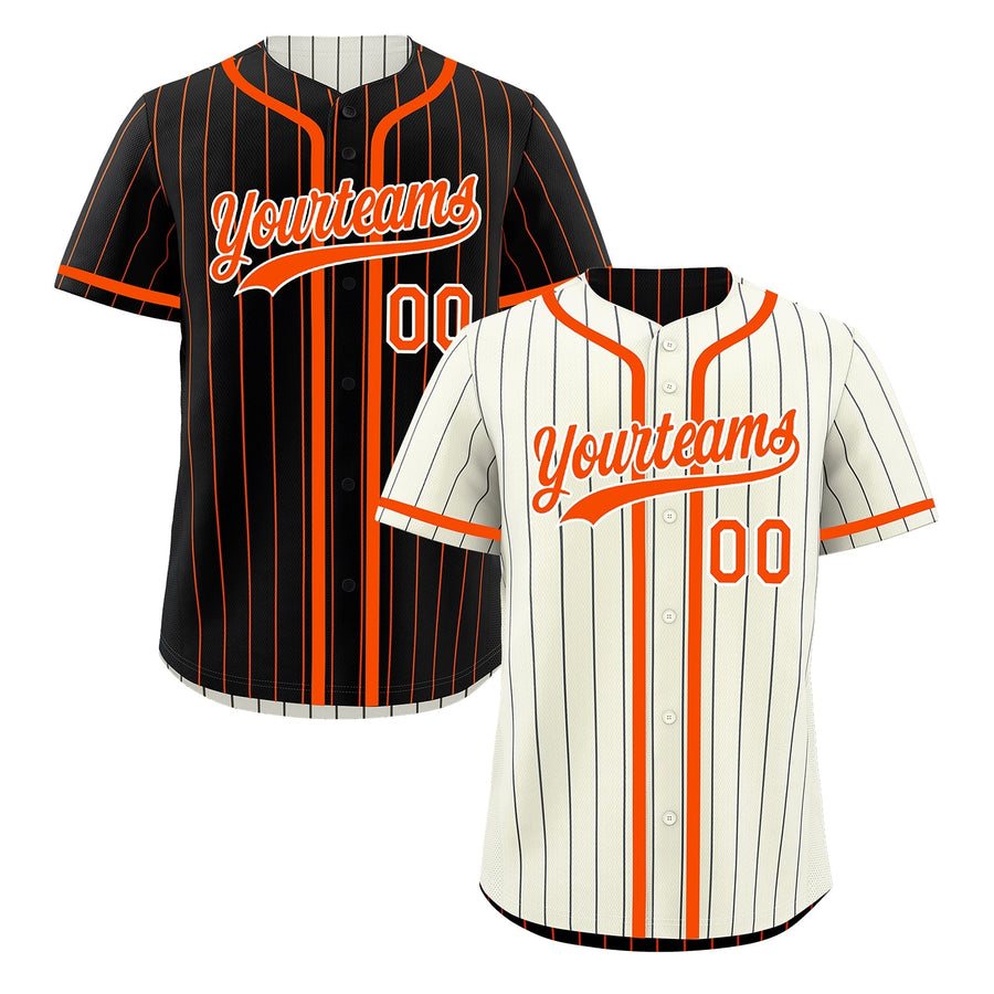 Custom Cream Black Orange Reversible Baseball Jersey Stripe Fashion Game Day & Tournament Wear Breathable | BuyFootballJersey