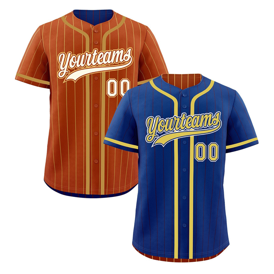 Custom Royal Blue Dark Orange Reversible Baseball Jersey Stripe Fashion Game Day & Tournament Wear Lightweight | BuyFootballJersey