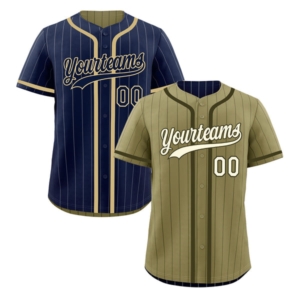 Custom Navy Olive Reversible Baseball Jersey Stripe Fashion Game Day & Tournament Wear Lightweight | BuyFootballJersey