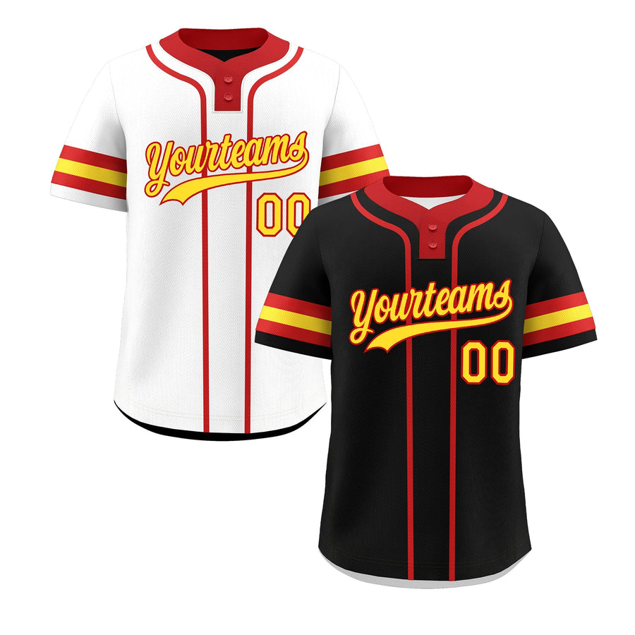 Custom Red Gold Reversible Baseball Jersey Classic Style Two-Button Team Uniform | BuyFootballJersey