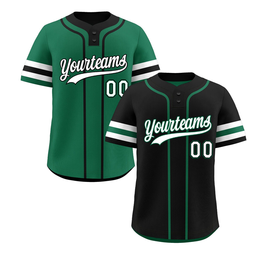 Custom White Kelly Green Black Reversible Baseball Jersey Classic Style Two-Button Team Uniform | BuyFootballJersey