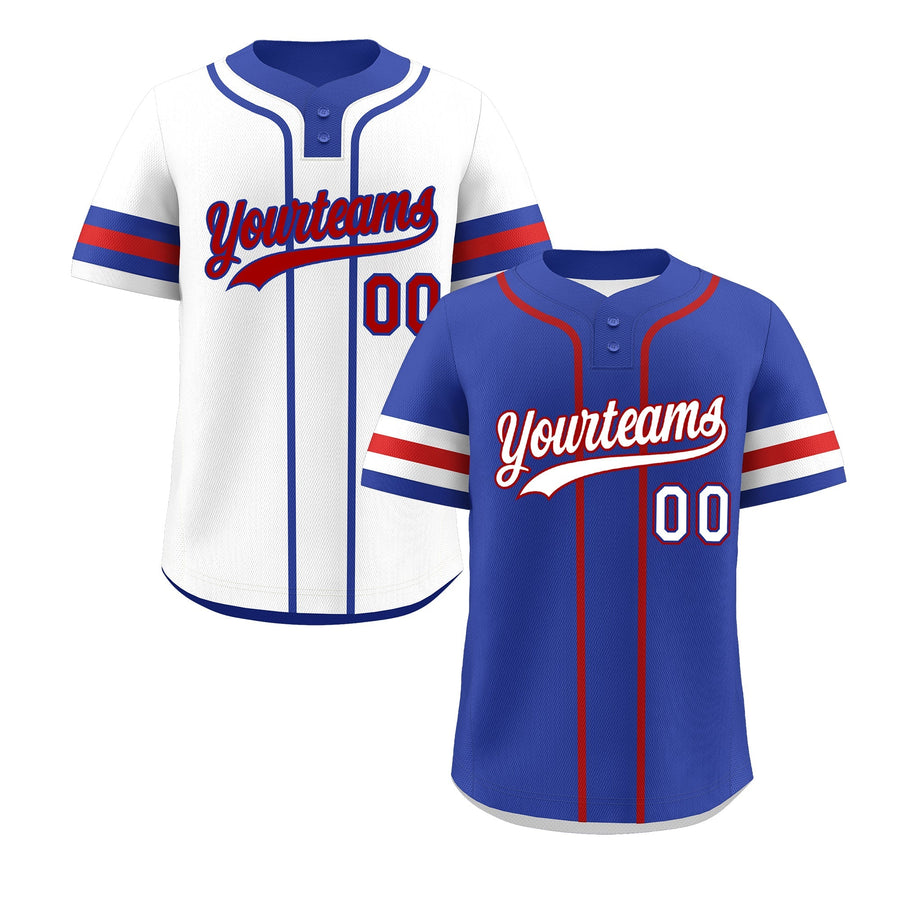 Custom White Red Royal Blue Reversible Baseball Jersey Classic Style Two-Button Team Uniform | BuyFootballJersey