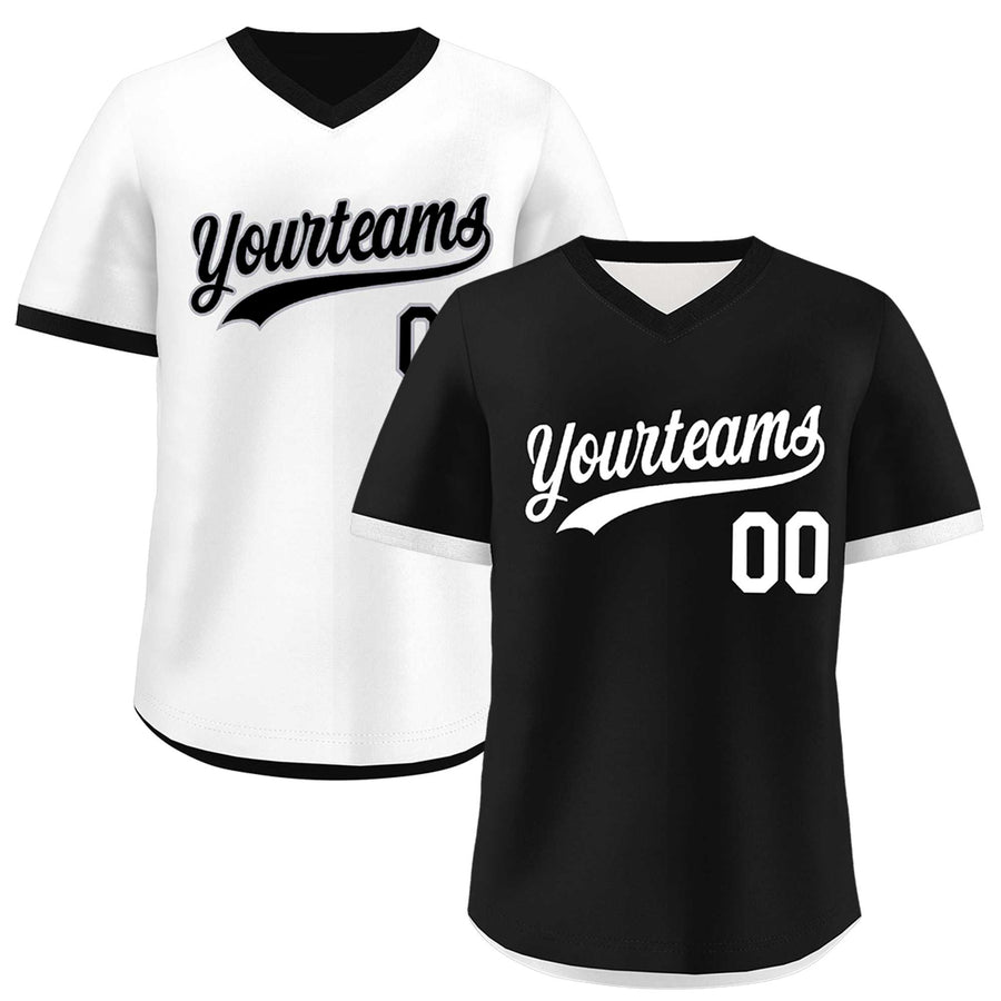 Custom Black White Reversible Pullover Baseball Jersey Classic Style Breathable | BuyFootballJersey