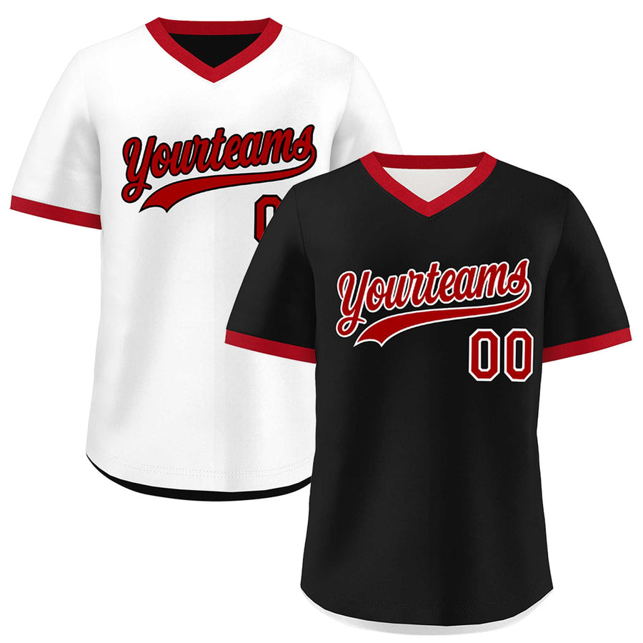 Custom White Black Red Reversible Pullover Baseball Jersey Classic Style Quick Dry | BuyFootballJersey