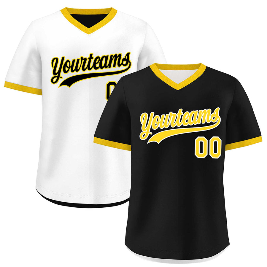 Custom White Black Gold Reversible Pullover Baseball Jersey Classic Style Lightweight | BuyFootballJersey