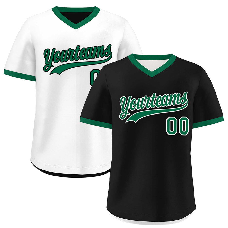 Custom White Black Kelly Green Reversible Pullover Baseball Jersey Classic Style Breathable | BuyFootballJersey