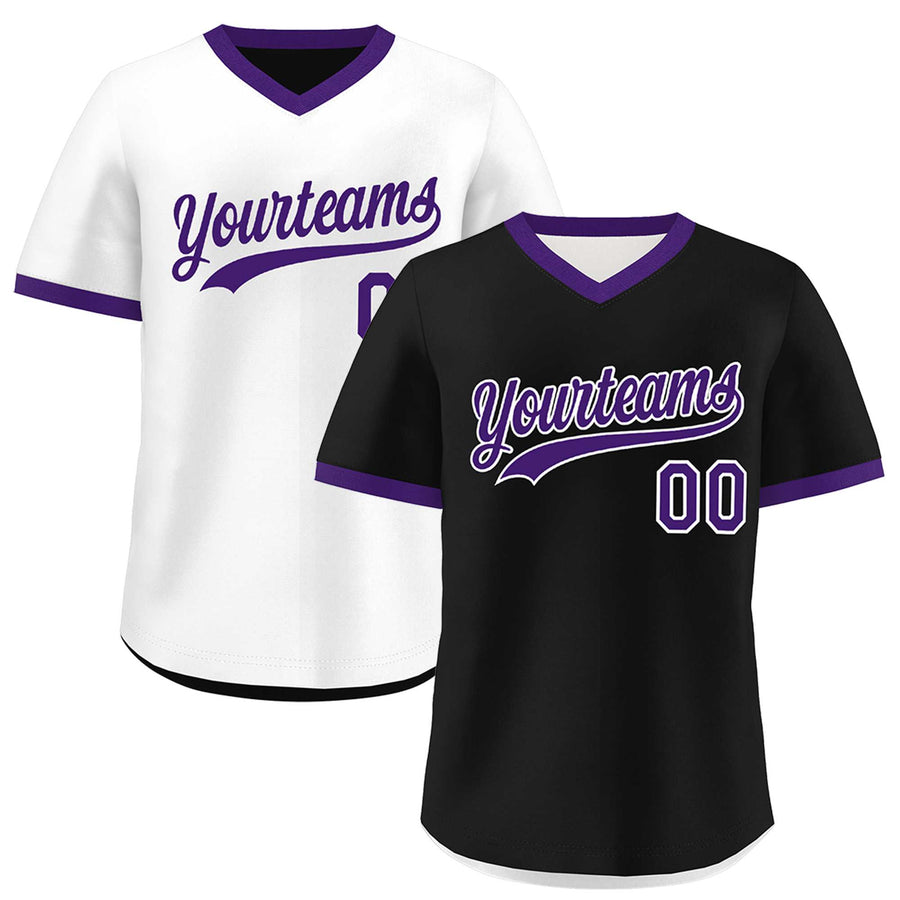 Custom White Black Purple Reversible Pullover Baseball Jersey Classic Style Quick Dry | BuyFootballJersey