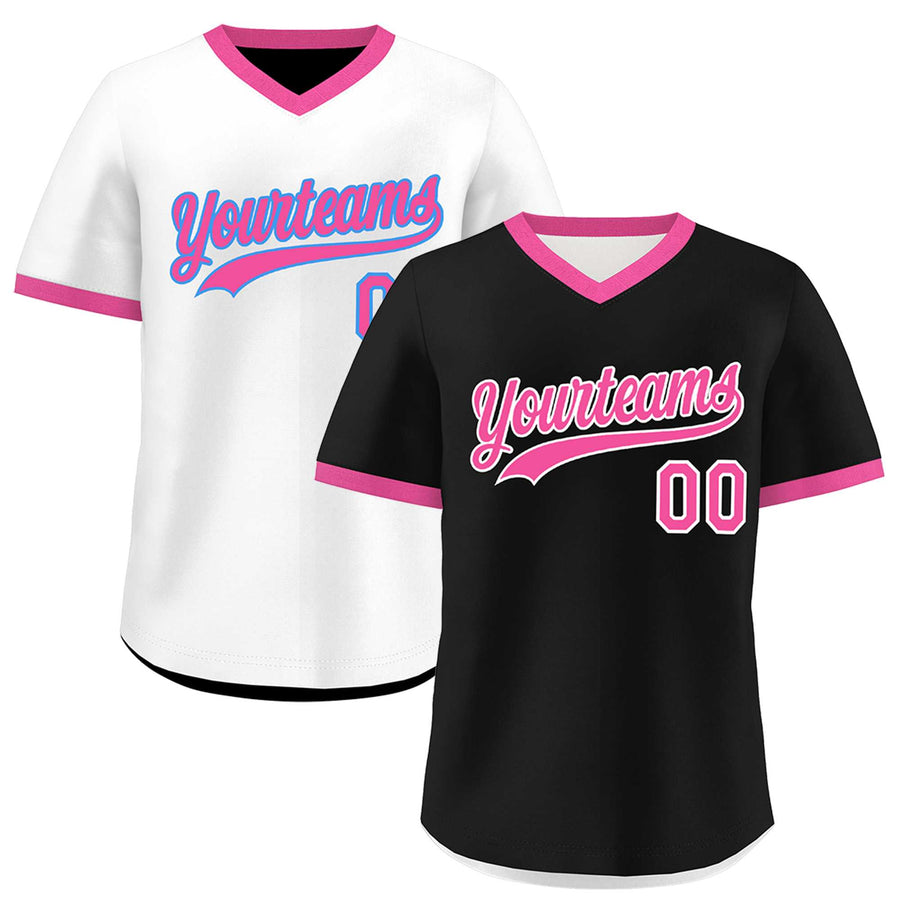Custom White Black Pink Reversible Pullover Baseball Jersey Classic Style Breathable | BuyFootballJersey