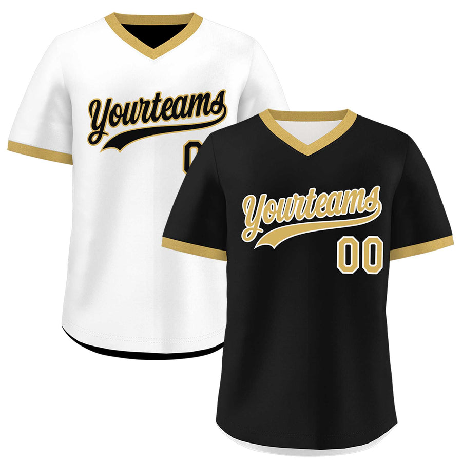 Custom White Black Old Gold Reversible Pullover Baseball Jersey Classic Style Lightweight | BuyFootballJersey