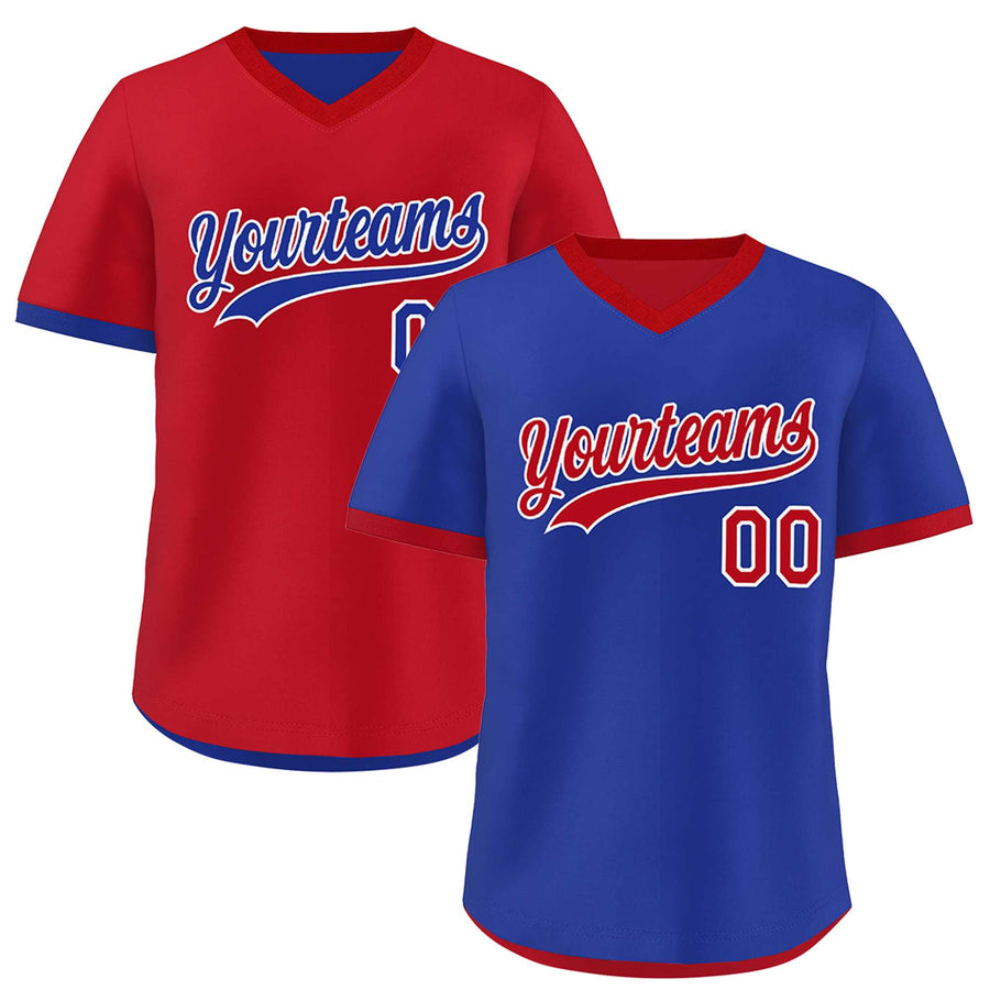 Custom Royal Blue Red Reversible Pullover Baseball Jersey Classic Style Quick Dry | BuyFootballJersey