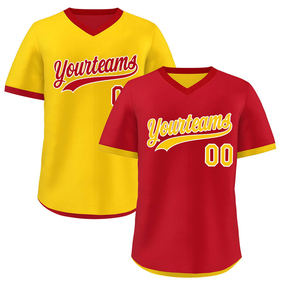 Custom Gold Red Reversible Pullover Baseball Jersey Classic Style Lightweight | BuyFootballJersey